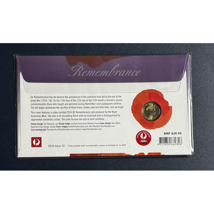 2014 $2 Green Dove - Remembrance PNC