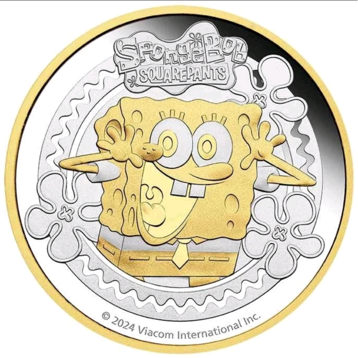 2024 $2 SpongeBob 2oz Silver Proof Gilded Pineapple Home Coin