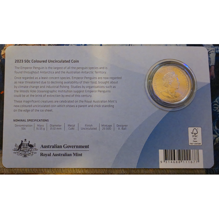 2023 Emperor Penguin 50 cent Coin Coloured