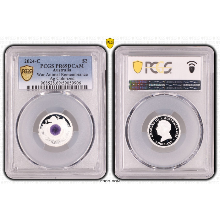 2024-C $2 WAR ANIMAL REMEMBRANCE COLORIZED FINE SILVER PROOF PCGS PR69DCAM