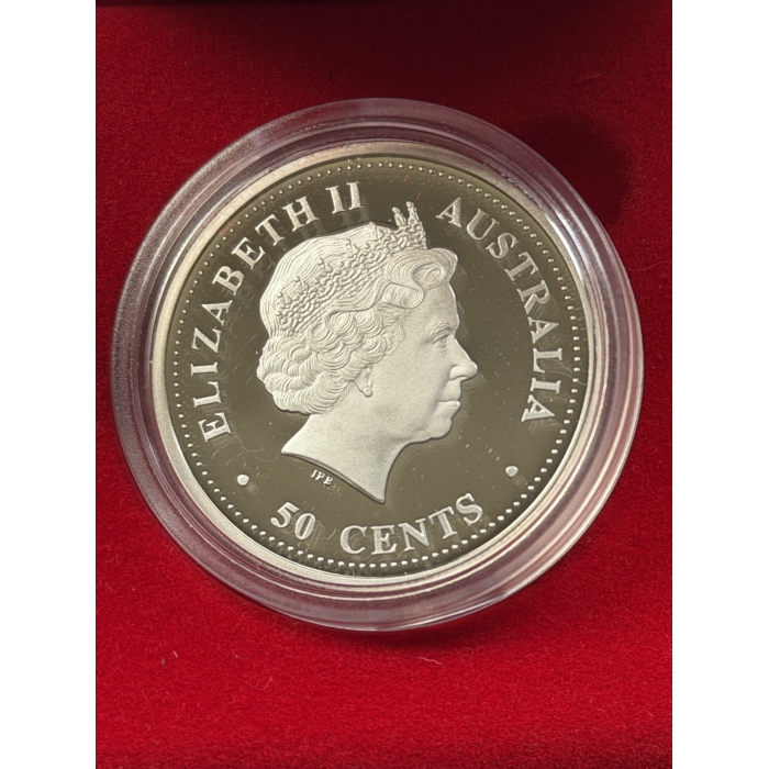 2002 Australia Perth Mint Lunar Horse 1/2oz $1 Series I Silver Proof Coin