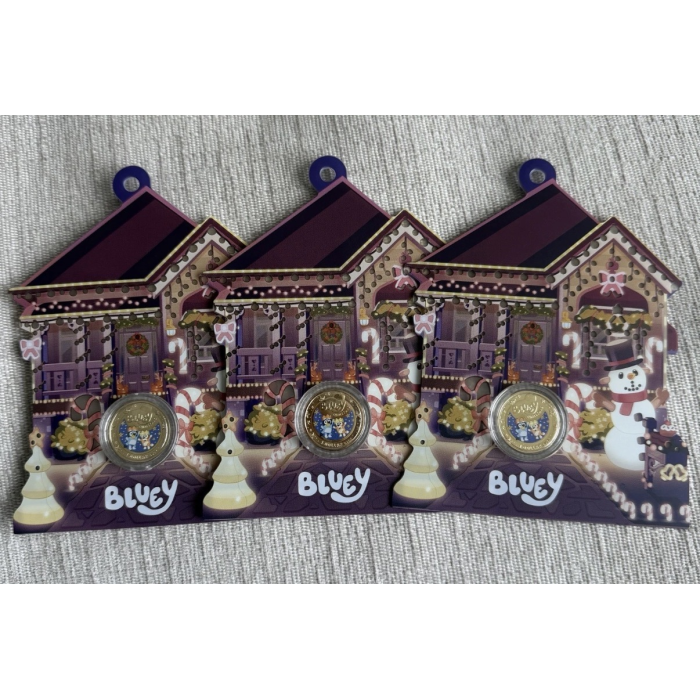 1x 2025 COLOURED $1 BLUEY CHRISTMAS DOLLAR UNCIRCULATED COIN