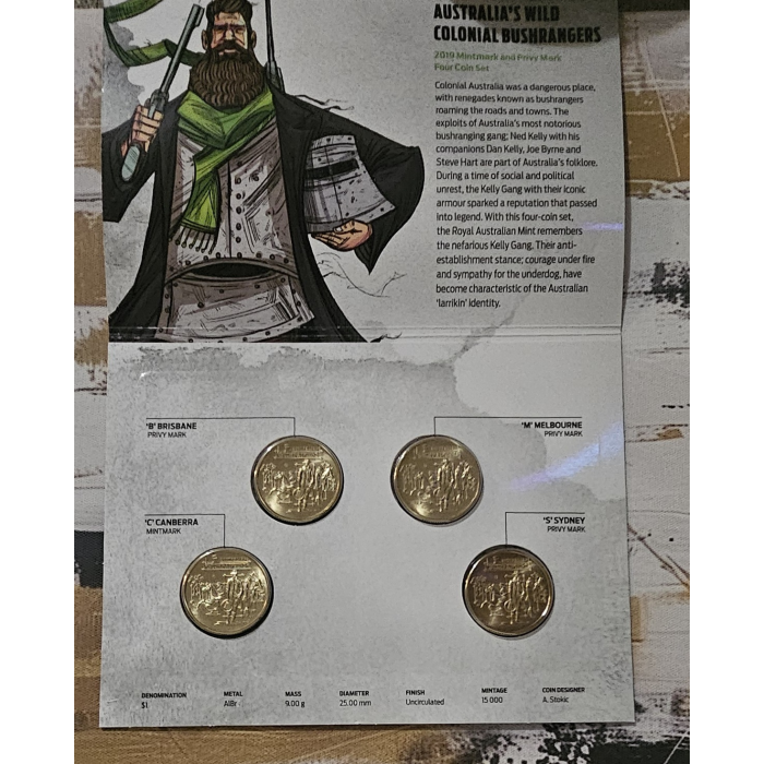 2019 MINTMARK AND PRIVY MARK 4 COIN SET - AUSTRALIA'S WILD COLONIAL BUSHRANGERS