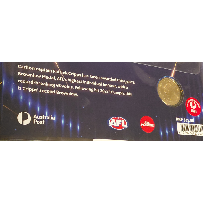 2024 Brownlow Medalist - Patrick Cripps, Carlton AFL football club.