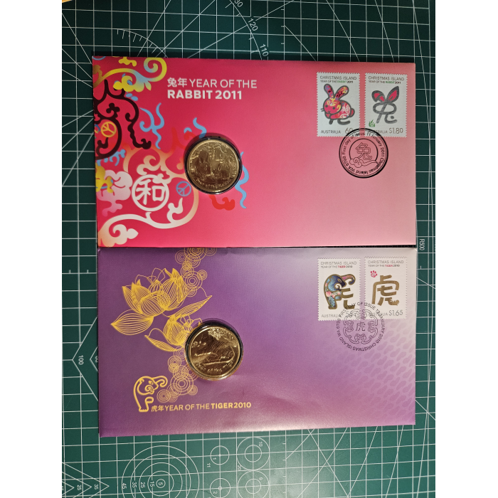 Lot of 9 early lunar pnc's rooster, pig, snake, dog, rat, ox, rabbit, tiger, dra