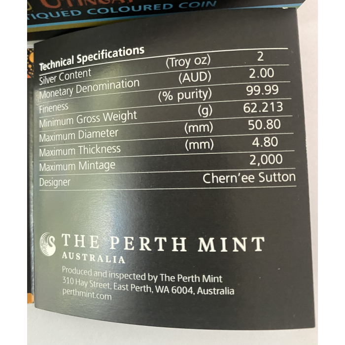 AUSTRALIA EMU UTINGAT 2025 $2 COLOUR 2OZ SILVER ANTIQUE COIN