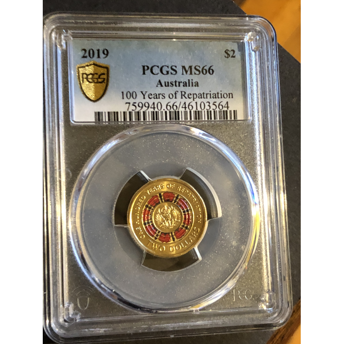 2019  PCGS MS66  100 Years of Repatriation coloured $2