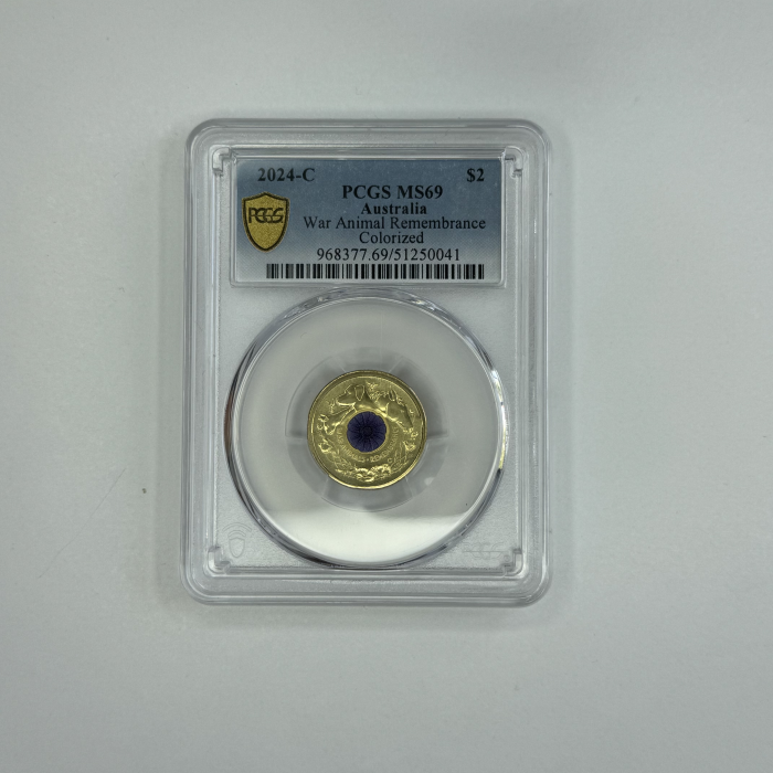 2024 $2 WAR ANIMALS REMEMBRANCE PURPLE POPPY C MINTMARK PCGS MS69