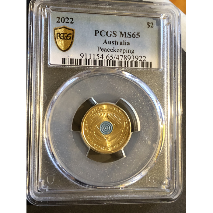 2022 PCGS MS65  Peacekeeping  Coloured $2