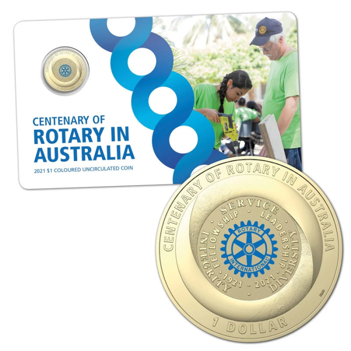 2021 Colourized $1 Centenary Of Rotary Coin - Mintage : 40,000