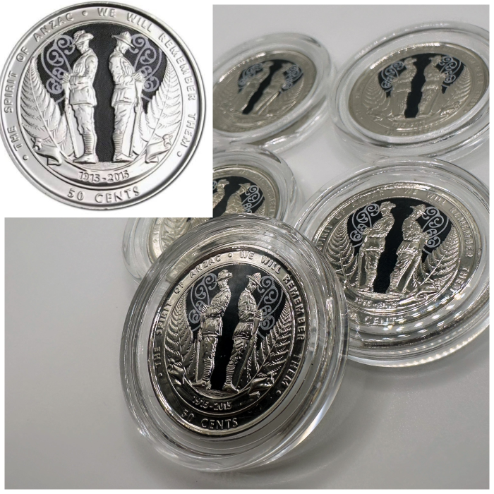 1x UNC 50c 2015 New Zealand Spirit Of Anzac - In Lighthouse Capsule - Mintage: 1