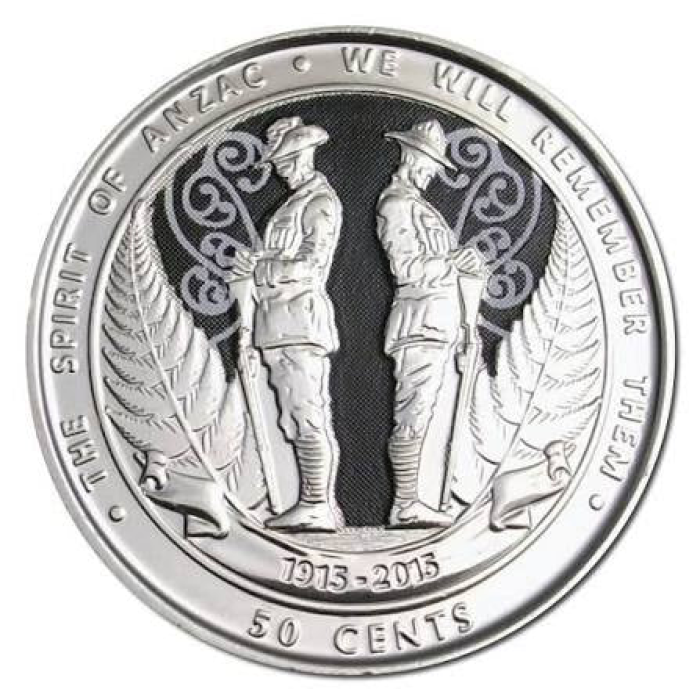1x UNC 50c 2015 New Zealand Spirit Of Anzac - In Lighthouse Capsule - Mintage: 1