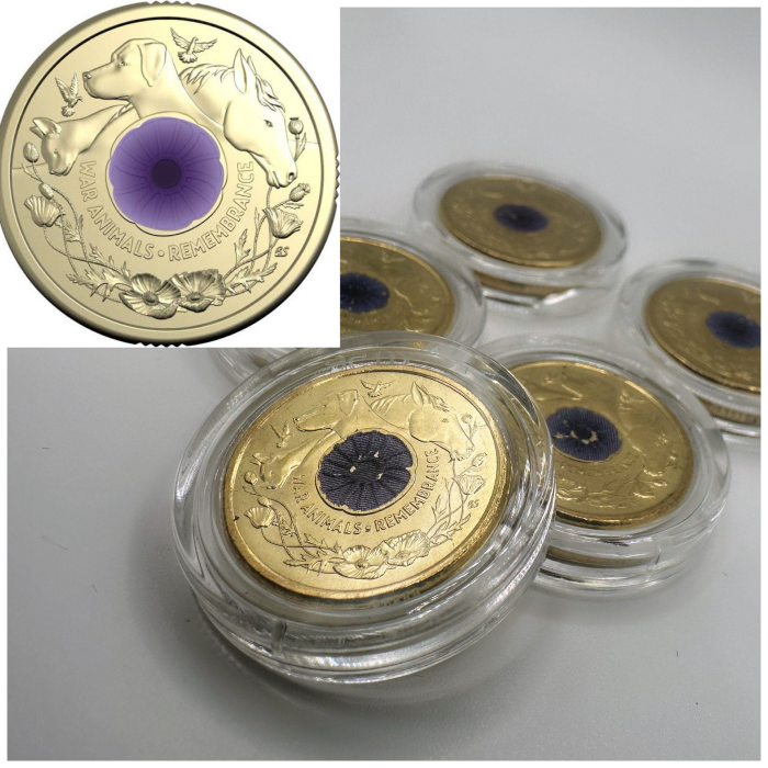 1x UNC 2024 Purple Poppy War Animals Remembrance $2 Coin - In Lighthouse Capsule