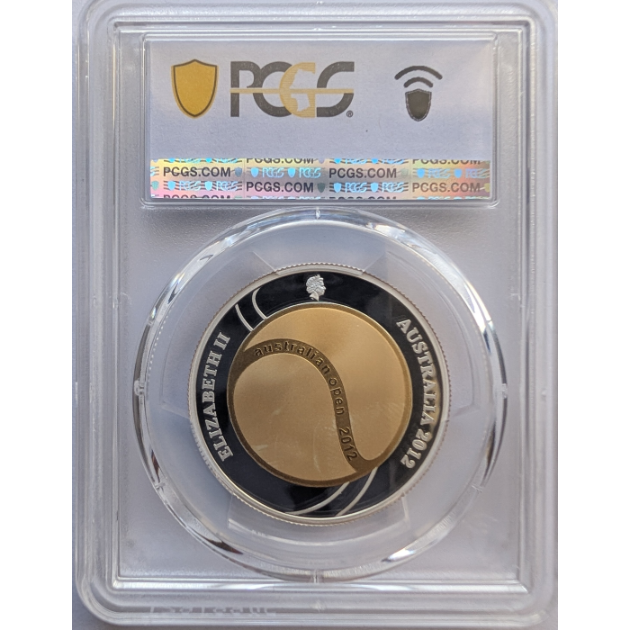 2012 $2 AUS Open 100th Ann. Silver Proof Selectively Gold Plated Coin PR69DCAM