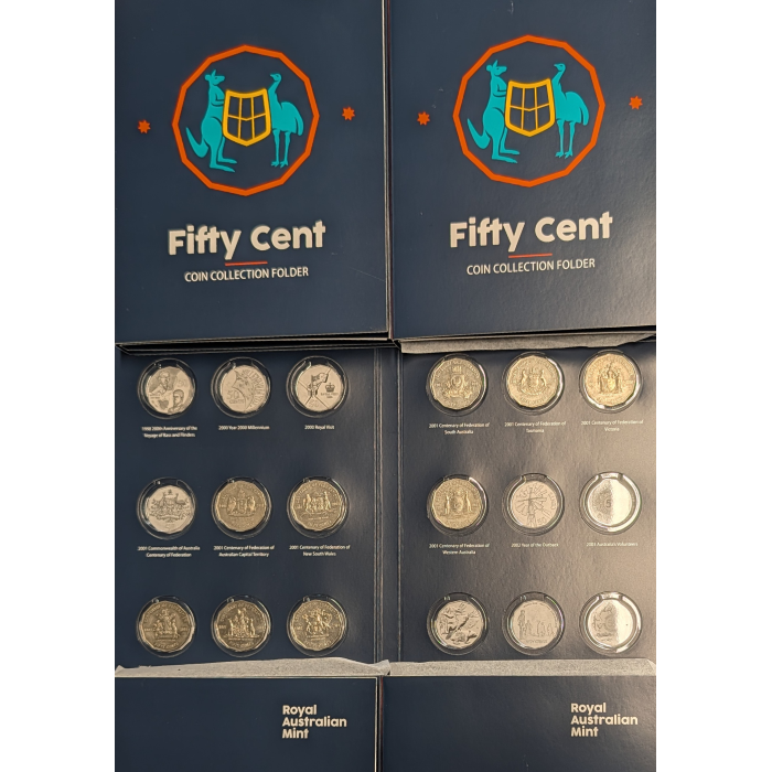2001 50c Federation State & Territory (9) Coins and RAM Folder gEF Condition