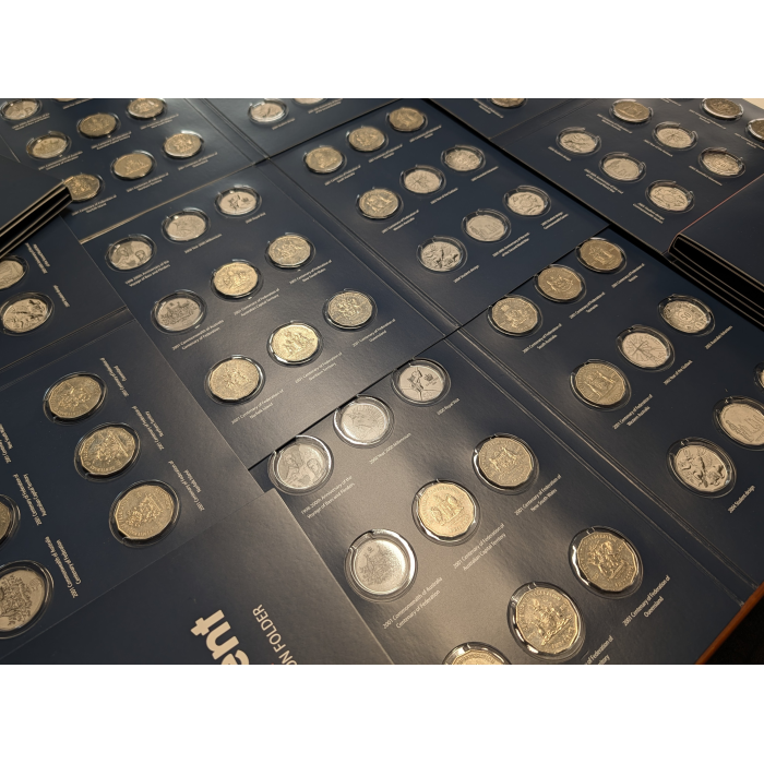 2001 50c Federation State & Territory (9) Coins and RAM Folder gEF Condition