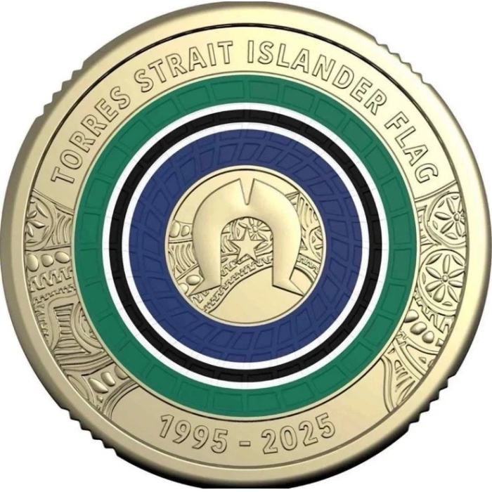 Torres Strait Islander Flag Two Dollar $2 Coloured Coin Straight Australia - UNC