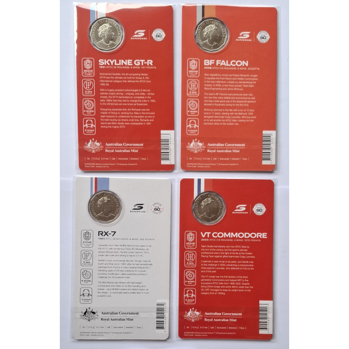 2020 50c 60 Years Of Supercars carded coins