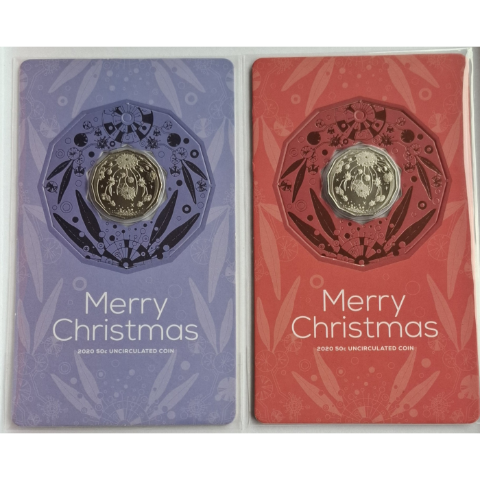 2020 50c Merry Christmas carded coins