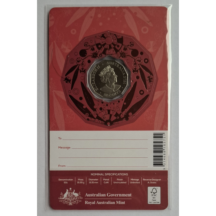 2020 50c Merry Christmas carded coins