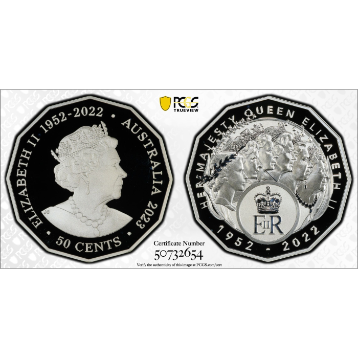 2023  50c  HER MAJESTY QUEEN ELIZABETH II SILVER PROOF PCGS PR69DCAM