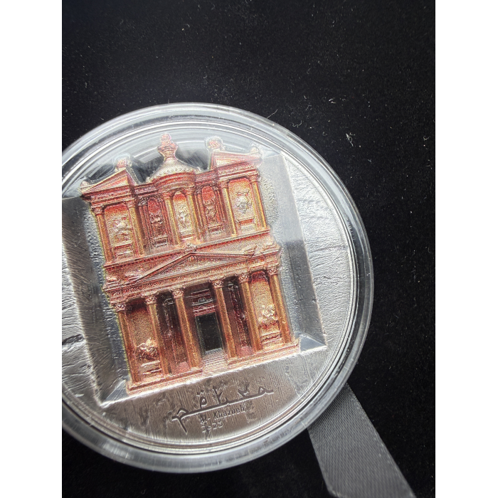 PETRA AL-KHAZNEH 2025 $25 COOK ISLAND HIGH RELIEF 5OZ SILVER ANTIQUE COIN