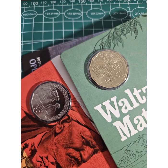 Mixed 7 carded coins, koala, Tamworth, reveal,  overlord, Ivanhoe, cammaleers, M