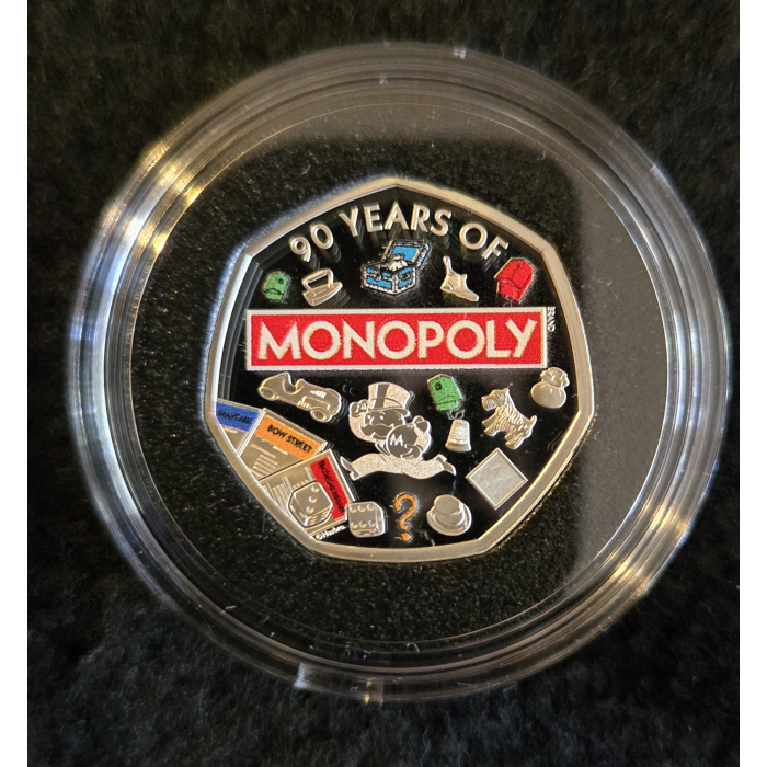 2025 90th anniversary Monopoly silver 50p coin