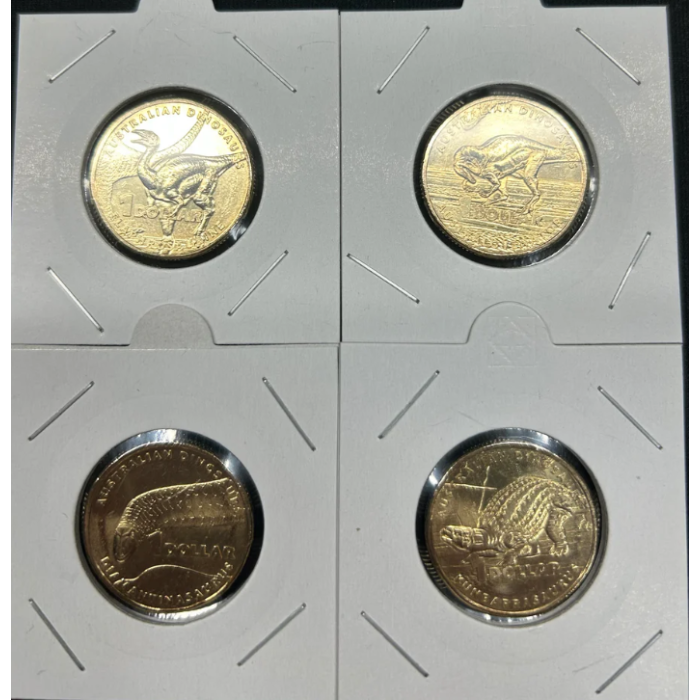 Australian Dinosaurs Set of 4 One Dollar 2022 Coins Dino $1 Dinosaur