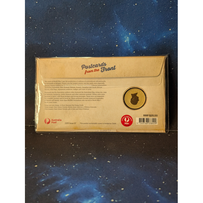 2025 Australian Anzac Day $1 post cards from the front Postal Numismatic Cover