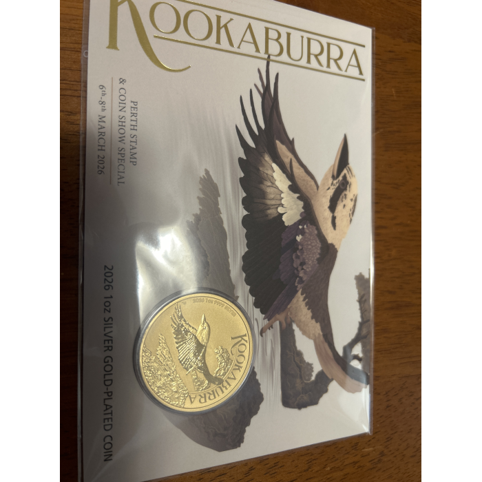 2026 Kookaburra 1oz SILVER GOLD-PLATED COIN 