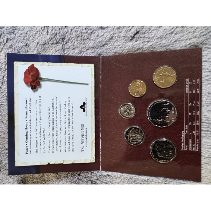 2005 RAM 60th Anniversary end of WW2 6 coin Uncirculated Mint year set 