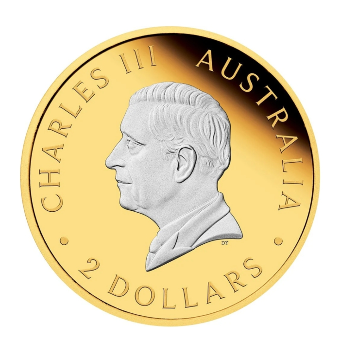 2024 Australian Kangaroo 2oz Silver Proof Reverse Gilded Coin