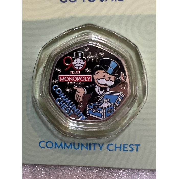 Community Chest Monopoly fifty cent coin 