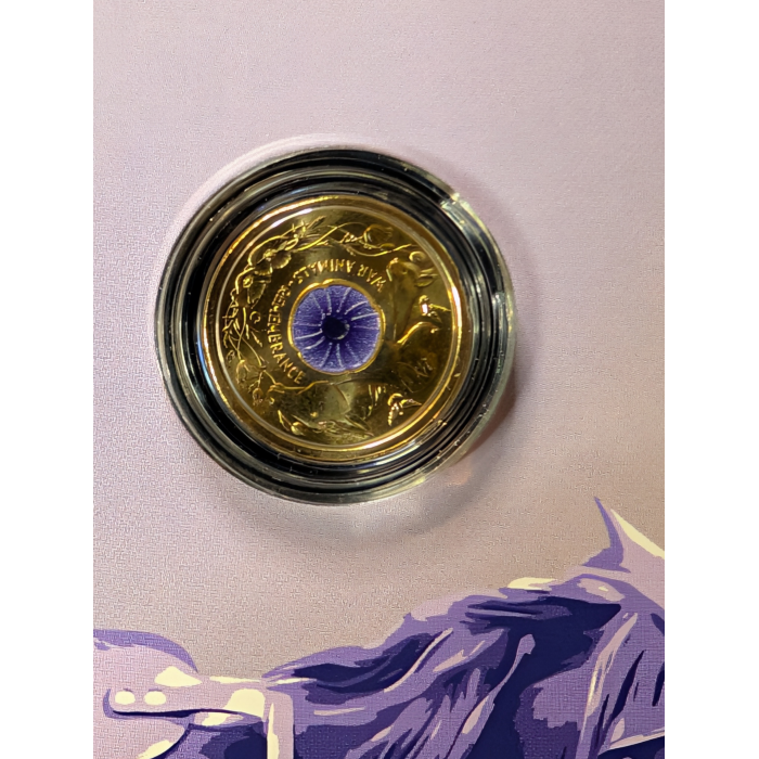 2024 "Purple Poppy" $2 Dollar C Mintmark War Animals Remembrance Coin Carded
