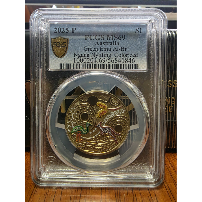 2025 $1 Ngana Nyitting - Green Emu MS69