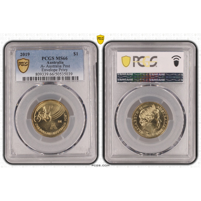 2019  $1  GACH A- Australia Post Envelope Privy  PCGS MS66