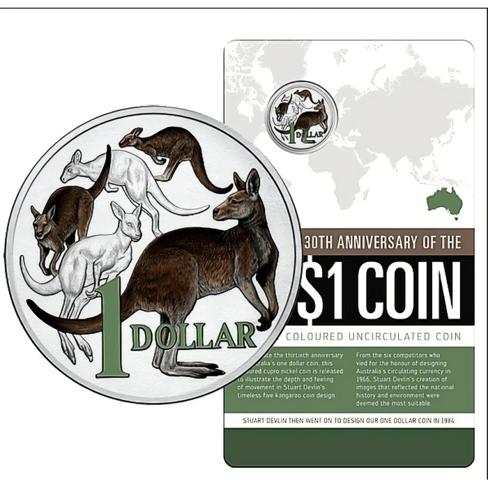 2014 - 30th anniversary of the $1 Coin One Dollar Coloured Uncirculated