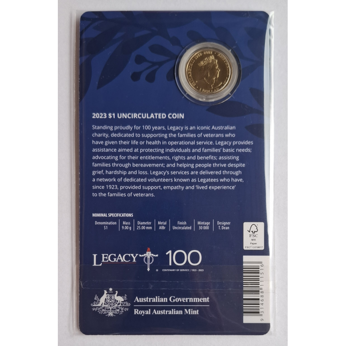 2023 $1 Centenary of Legacy Carded Coin