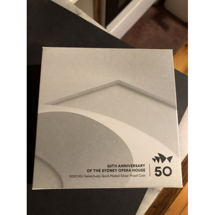 2023 50th Anniversary of the Opera House 50c selectively gold plated Silver coin