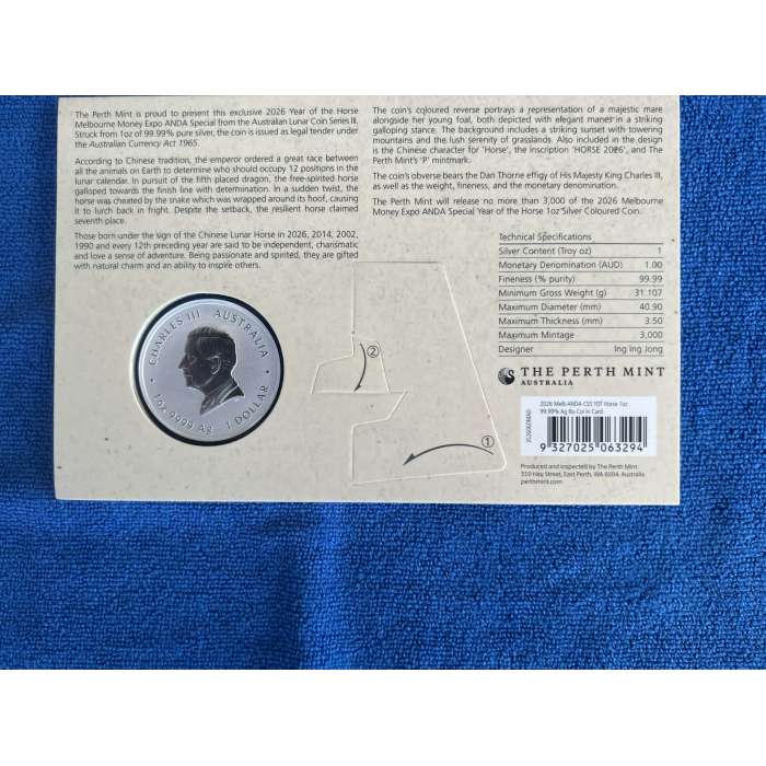 2026 Year of Horse 1oz Silver ANDA Expo Coin - Signed by Ing Ing Jong