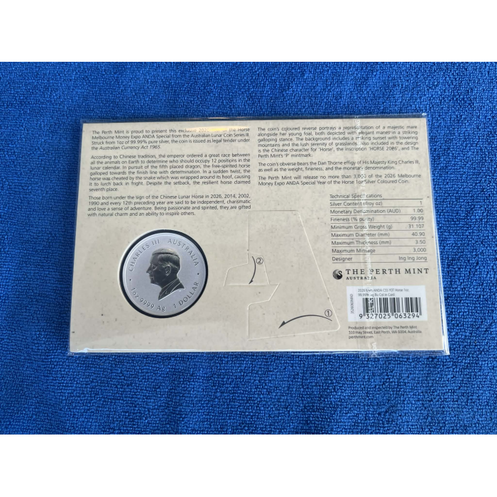 2026 Year of Horse 1oz Silver ANDA Expo Coin - Signed by Ing Ing Jong