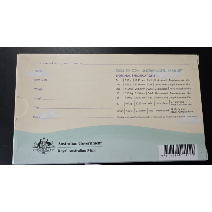 Royal Australian Mint Baby Coins 2024 Six Coin Uncirculated Year Set