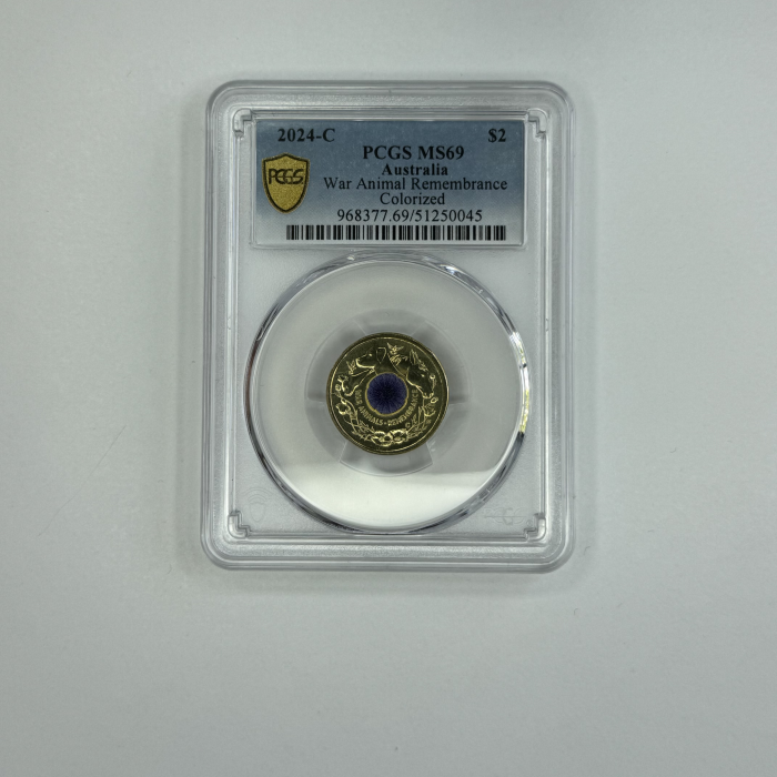 2024 $2 WAR ANIMALS REMEMBRANCE PURPLE POPPY C MINTMARK PCGS MS69