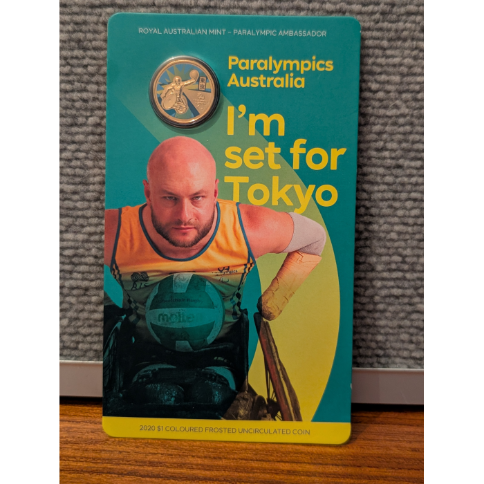 2020 Coloured Frosted $1 TOKYO PARALYMPICS UNC COIN ON CARD