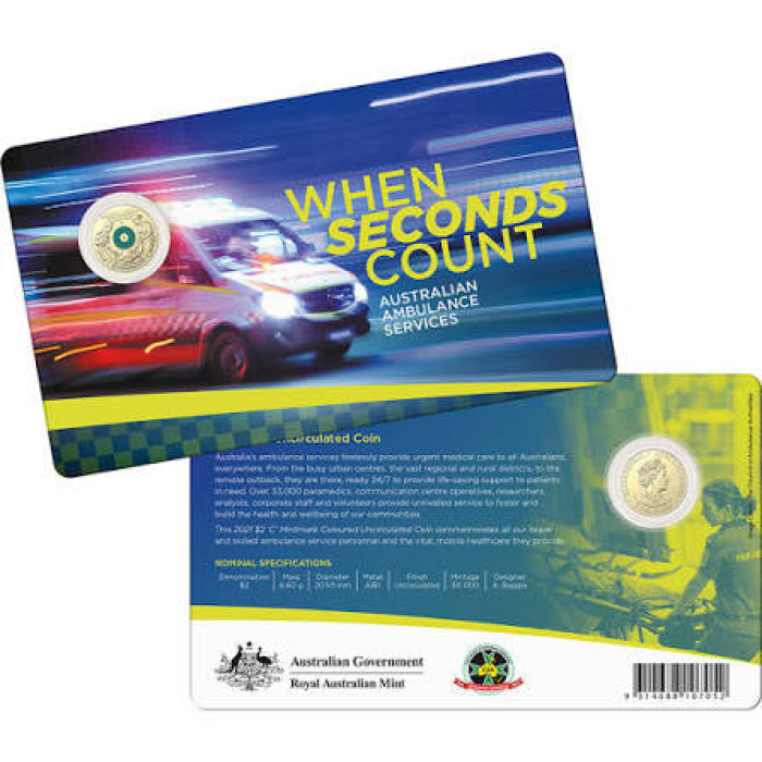 2021 $2 C Mint - Australian Ambulance Services  - When Seconds Count
