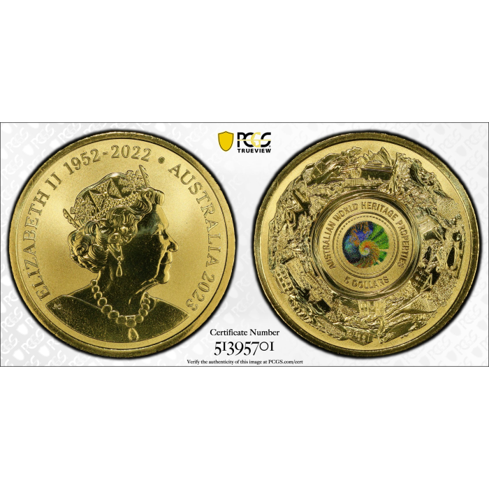 2023  $5  Australian World Heritage Coloured Coin  PCGS MS69
