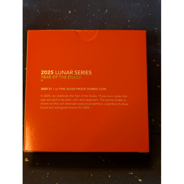 2025 Lunar Series - year of the Snake $5 1oz fine silver proof domed coin