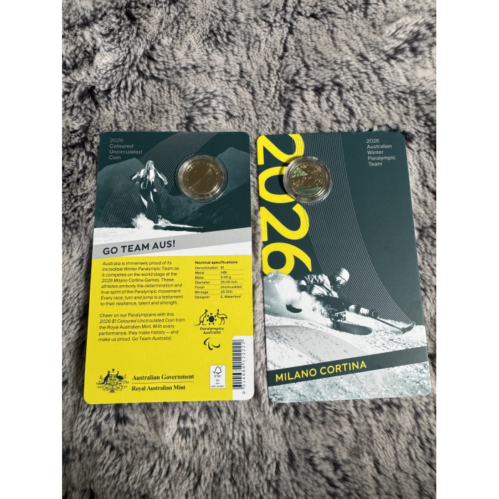 2026 Australian Winter Paralympic $1 coloured uncirculated coin 