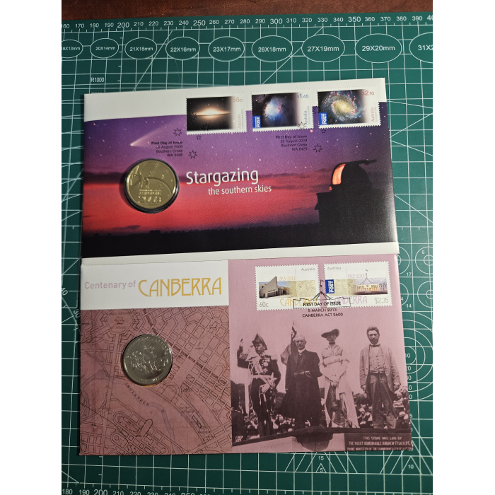 9 early aus history pnc's, Mawson, Ludwig, Canberra,  stargazing, tax commonweal